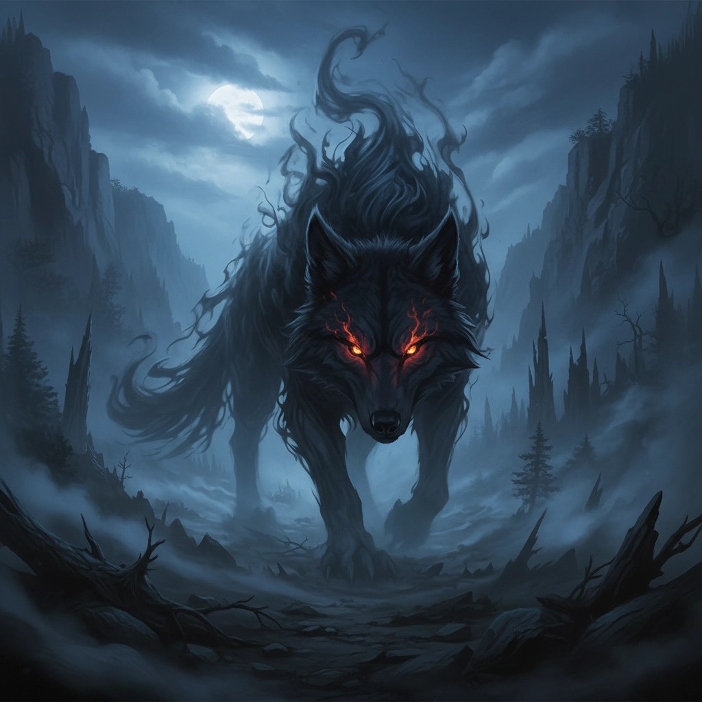 The Shadow Wolf in the mist